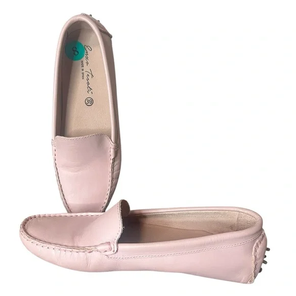 ENZO TESOTI Pale Pink Leather Driving Shoe Loafer Made in Spain Women's Size 8 - Picture 3 of 7